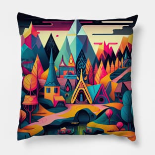A whimsical and picturesque city Pillow