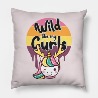 Wilds Like My Curls Toddler Cute Unicorn Curly Haired Pillow