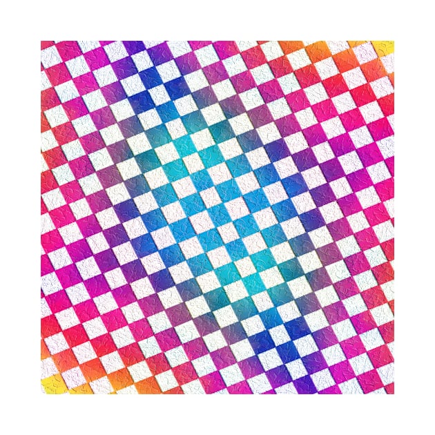 Cool colourful check pattern with pink blue and re by KK-Royal