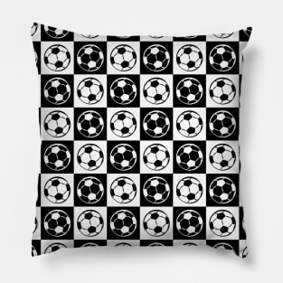 Checkboard Football / Soccer Ball Pattern - Black and White Pillow