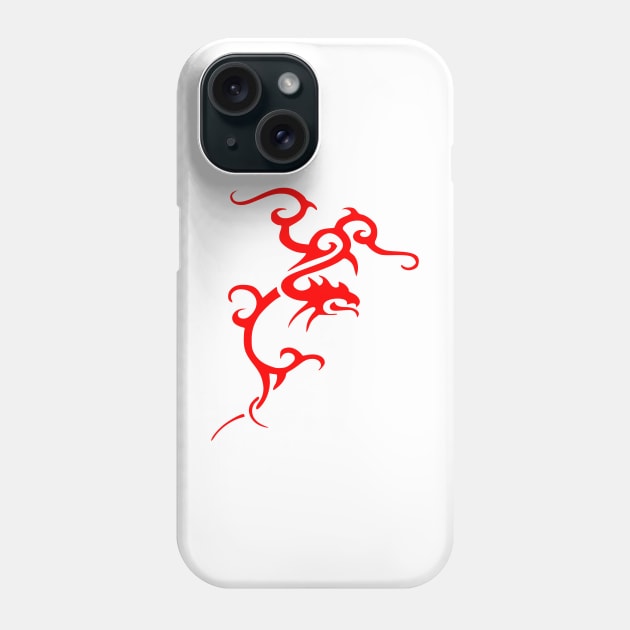 Minimalistic Japanese Tribal Style Dragon In Red Phone Case by taiche