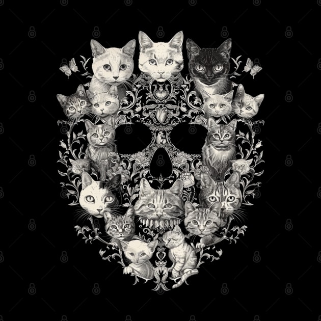 Cat Skull Art by BilodeauBlue