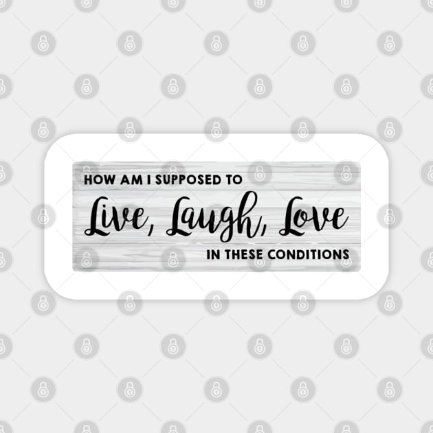 How am I supposed to live, laugh, love in these conditions Magnet by hcohen2000