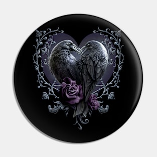 Raven Heart - Gothic Ravens - Spiral Original Pin