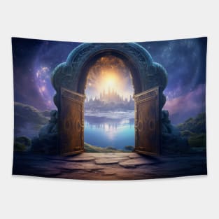 Door Gate Otherworldly Dimension Fantastic Landscape Surrealist Tapestry