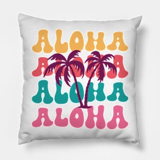 Aloha, Palm Tree, Colorful Pillow