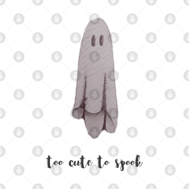 Too cute to spook cute watercolor ghost by JewelsNova