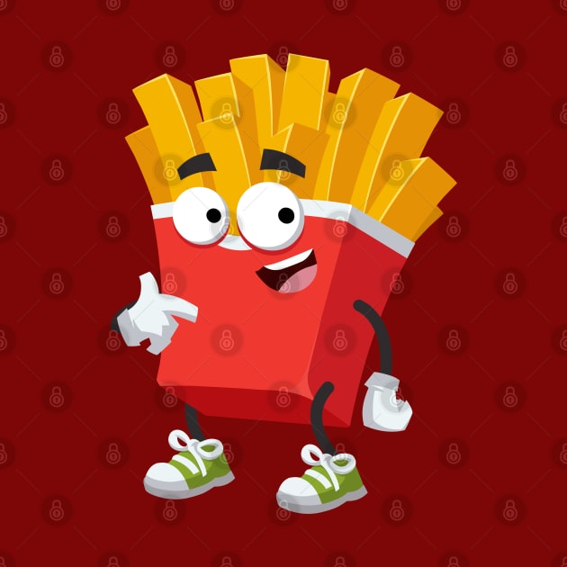 cartoon paper packaging french fries mascot showing himself by VizRad