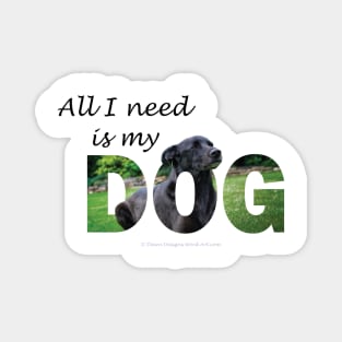 All I need is my dog - black labrador oil painting word art Magnet