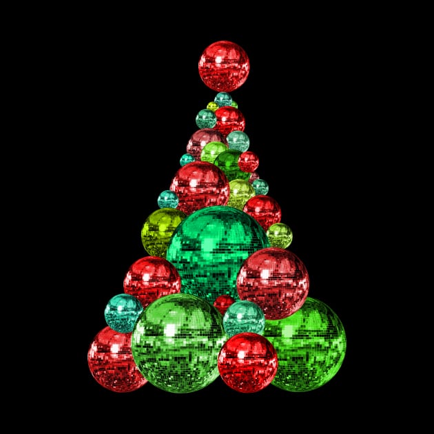 Retro Red and Green Disco Christmas Tree by Art by Deborah Camp