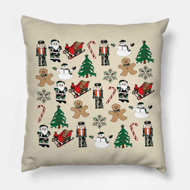 Holiday pattern, design, camouflage, Camo, Christmas Pillow by sandyo2ly