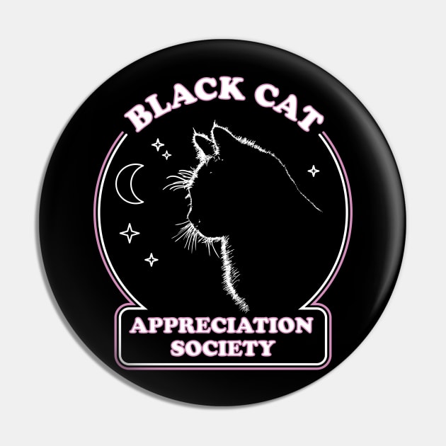 Black Cat Appreciation Society - Retro Witch Halloween Costume Pin by YourGoods