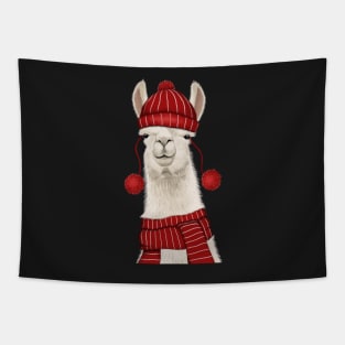 Cute Winter Llama Tapestry