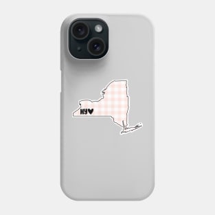 USA States: New York (pink plaid) Phone Case