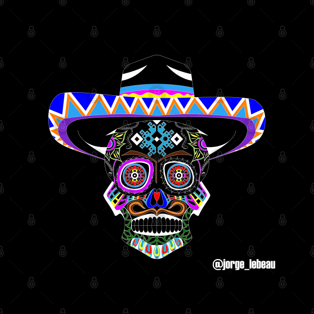 Mariachi charro skull ecopop in day of the dead by jorge_lebeau