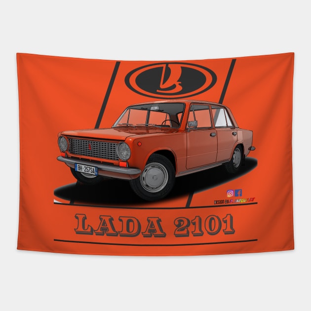 Lada 2101 1970 Orange Tapestry by PjesusArt