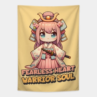 Fearless Heart Warrior Soul Samurai Anime Girl Tapestry