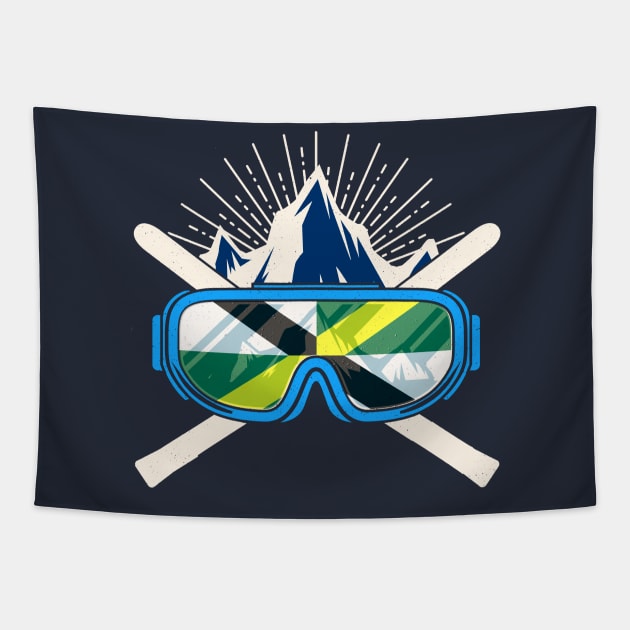 Ski Monterey California Flag Skiing Skier Winter Sports Tapestry by E