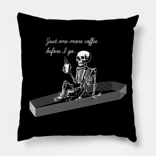 skeleton drinking coffee in the coffin Pillow