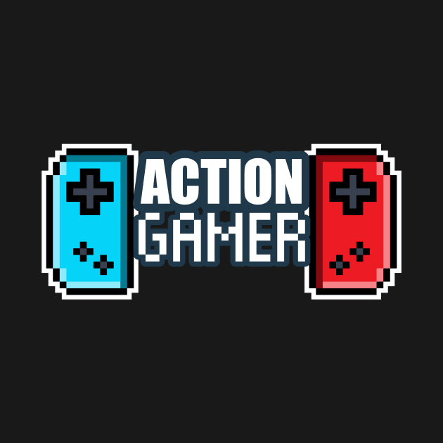 Action Gamer - 8-bit Retro Pixel Classic Nostalgia Video Games by MaystarUniverse