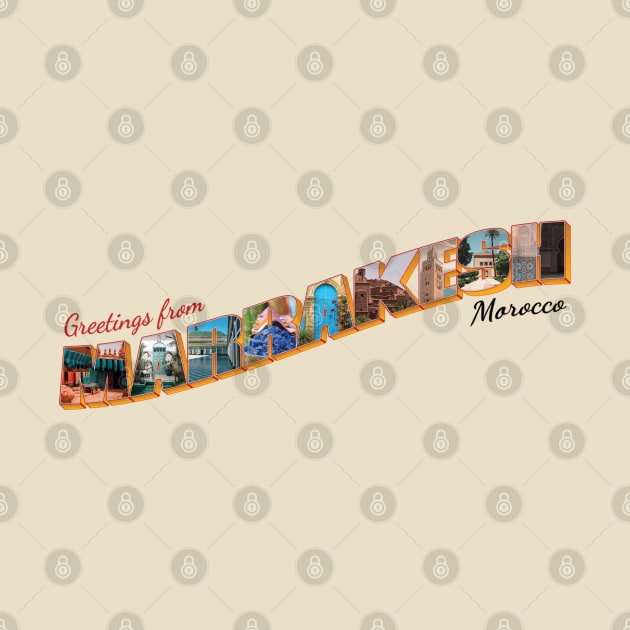 Greetings from Marrakesh in Morocco Vintage style retro souvenir by DesignerPropo