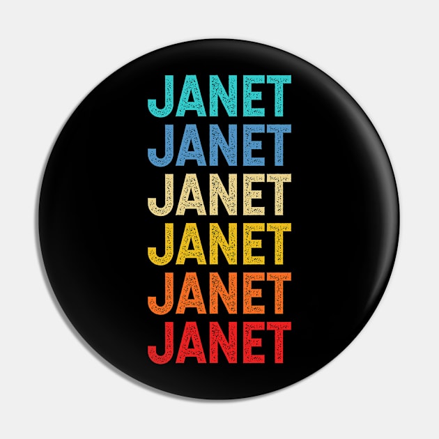 Janet Name Vintage Retro Custom Gift Named Janet Pin by CoolDesignsDz