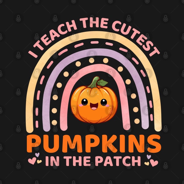 I Teach The Cutest Pumpkins In The Patch Rainbow Funny Kawaii Cute Pumpkin Teacher Halloween by Illustradise