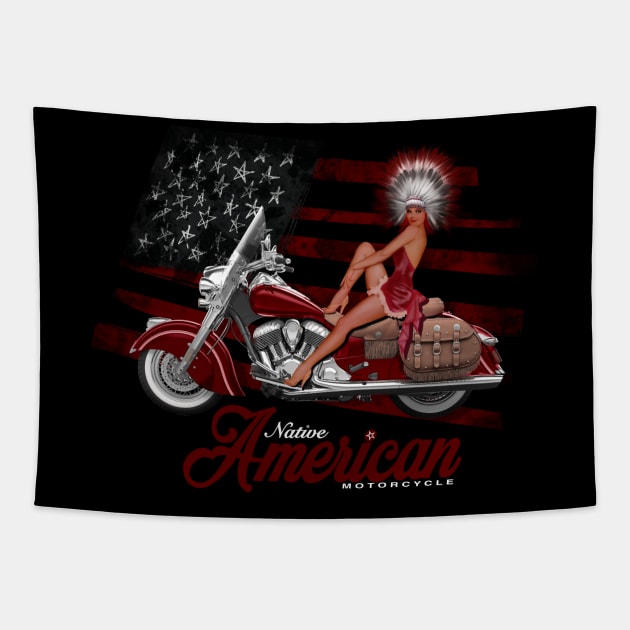 Legendary Native American Motorcycle by MotorManiac Tapestry by MotorManiac