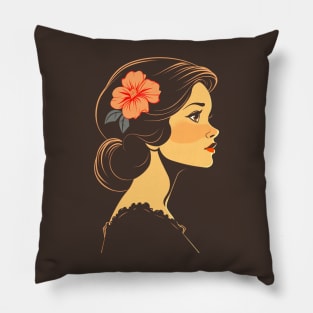 Beautiful Woman With a Flower In Her Hair #1 Pillow