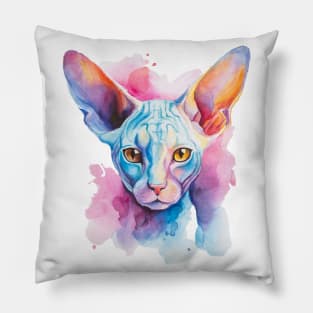 watercolor Cornish Rex Cat Pillow