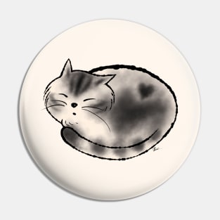 Ink cat with heart Pin