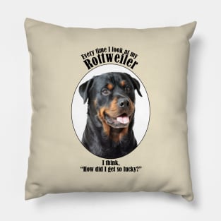 Lucky Rottweiler Pillow