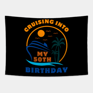 Cruising Into My 50th Birthday Boat Tapestry