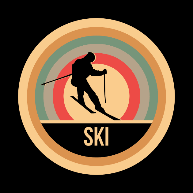 Retro Vintage Skiing Gift For Skiers by OceanRadar