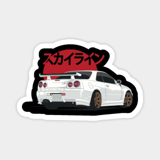 White Skyline GT r R 34 Magnet