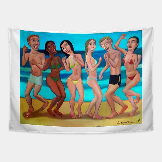 Party on the beach 5 Tapestry by diegomanuel