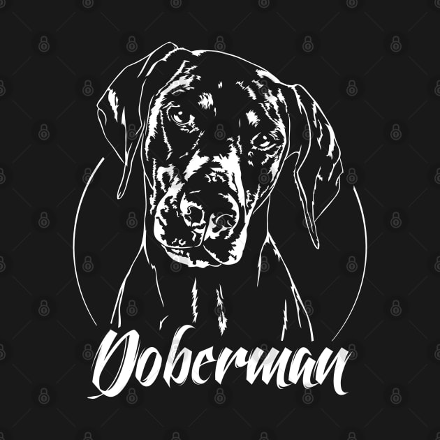 Funny Doberman Pinscher dog lover dog portrait by wilsigns