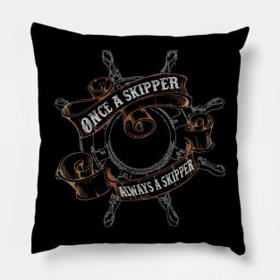 Once A Skipper (woodcut wheel) Pillow