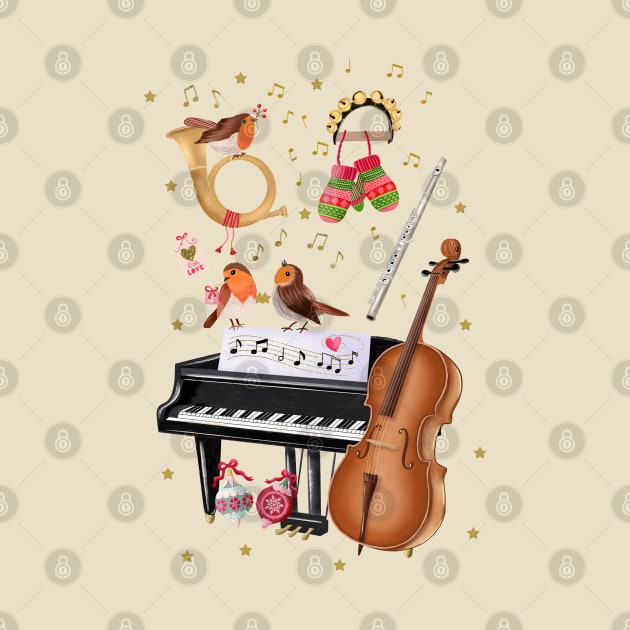 Christmas with singing birds and lots of music instruments by CalliLetters