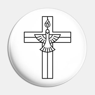 Christian cross and dove - a symbol of the Spirit Pin