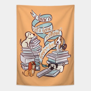 BOOKS AND DOGS Tapestry