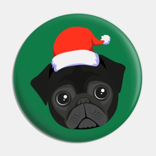 Black Pug Christmas Pin