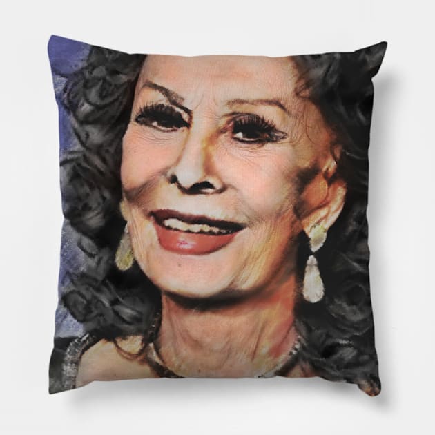 Sophia Loren Pillow by Wupperart