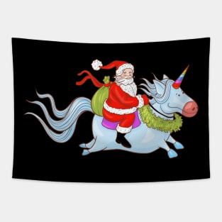 santa riding unicorn christmas Tapestry