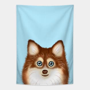 Red Pomsky Tapestry