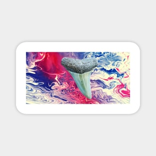 Red, White, and Blue Shark Tooth Fossil Paint Swirl Print Magnet