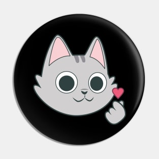 Cat-pop finger heart Pin