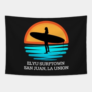 SURFER GIRL AT SUNSET ELYU SURFTOWN Tapestry