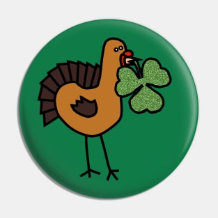 Thanksgiving Turkey with Shamrock for St Patricks Day Pin