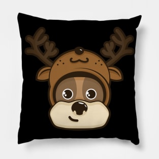 Cute dog with deer costume Head Pillow